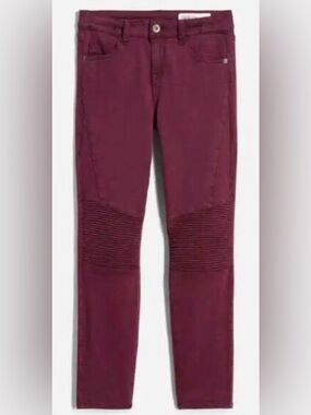 Pistola Skinny Audrey Moto Jeans Maroon Red Burgundy 18 W